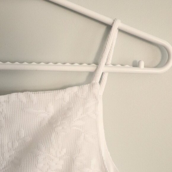 Vntg Mirrors Women's Sz Lrg White Square Neck Bridal Lined Midi Lace Dress - Picture 5 of 11